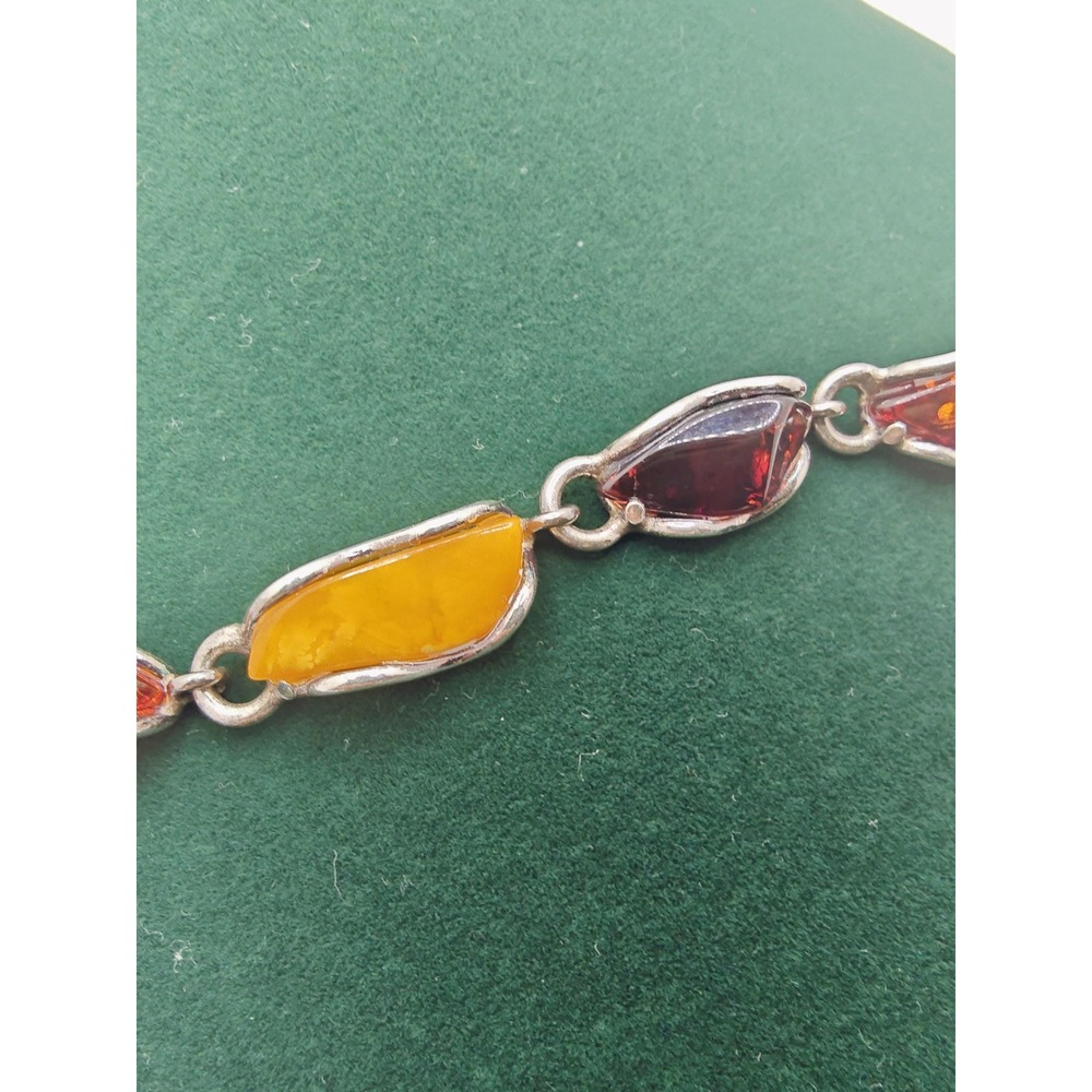 Artisan Baltic Amber Multicor Large Sterling Silver‎ Bracelet. Unique - Picture 3 of 4